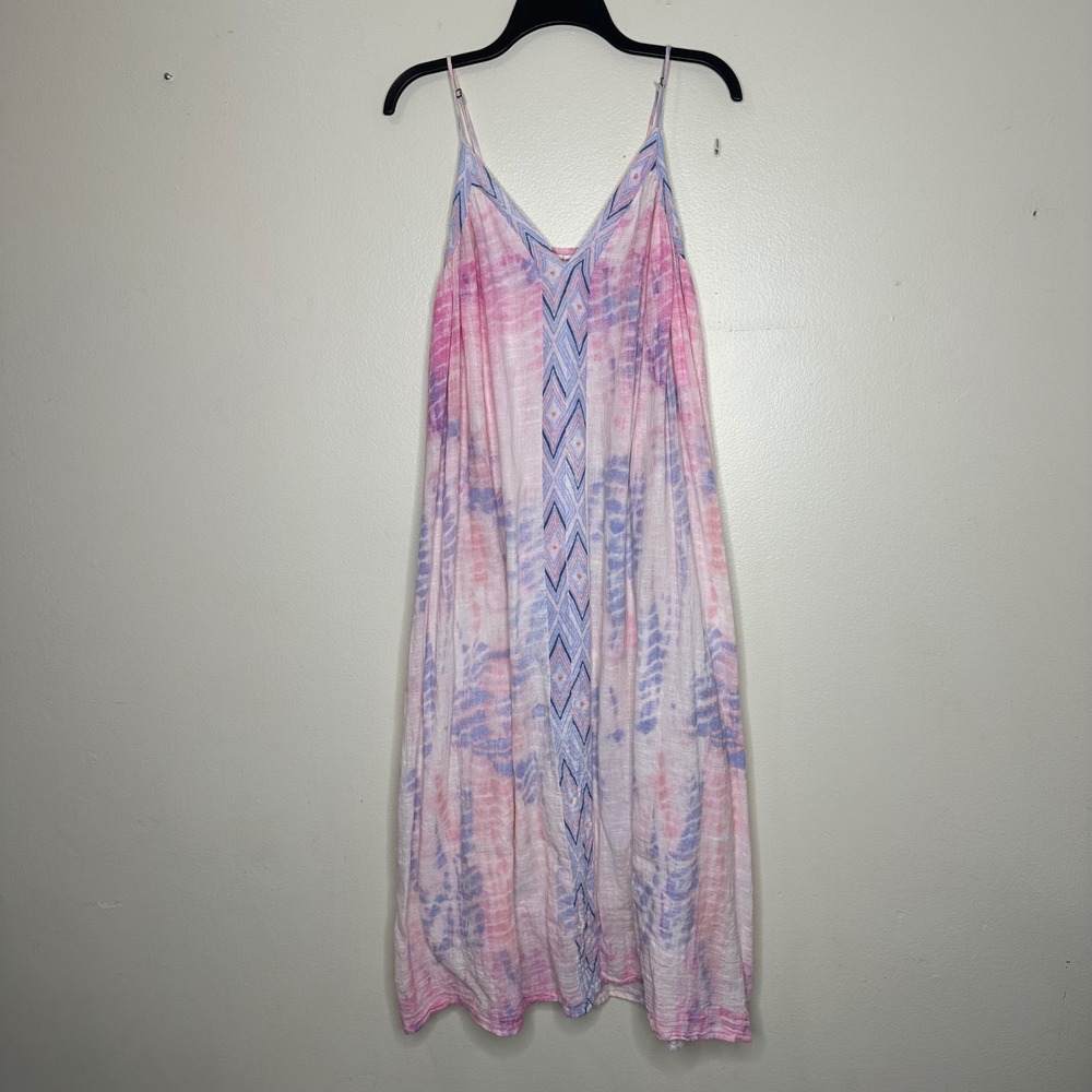 World Market Pink Flowy Maxi Dress Cotton Tie Dye size S/M